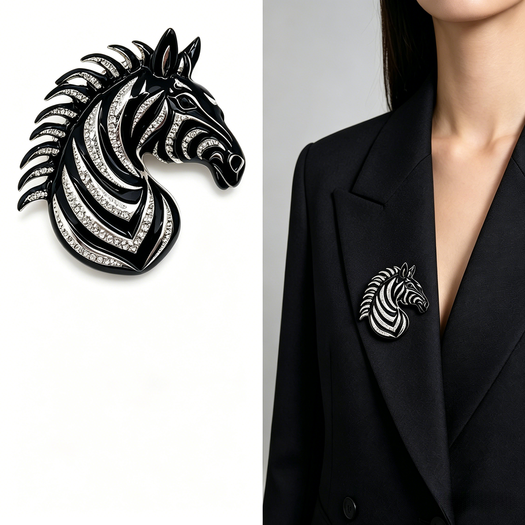 Broche de Moda Animal Cebra - Accesorio para Trajes y Blusas|JI JOYA