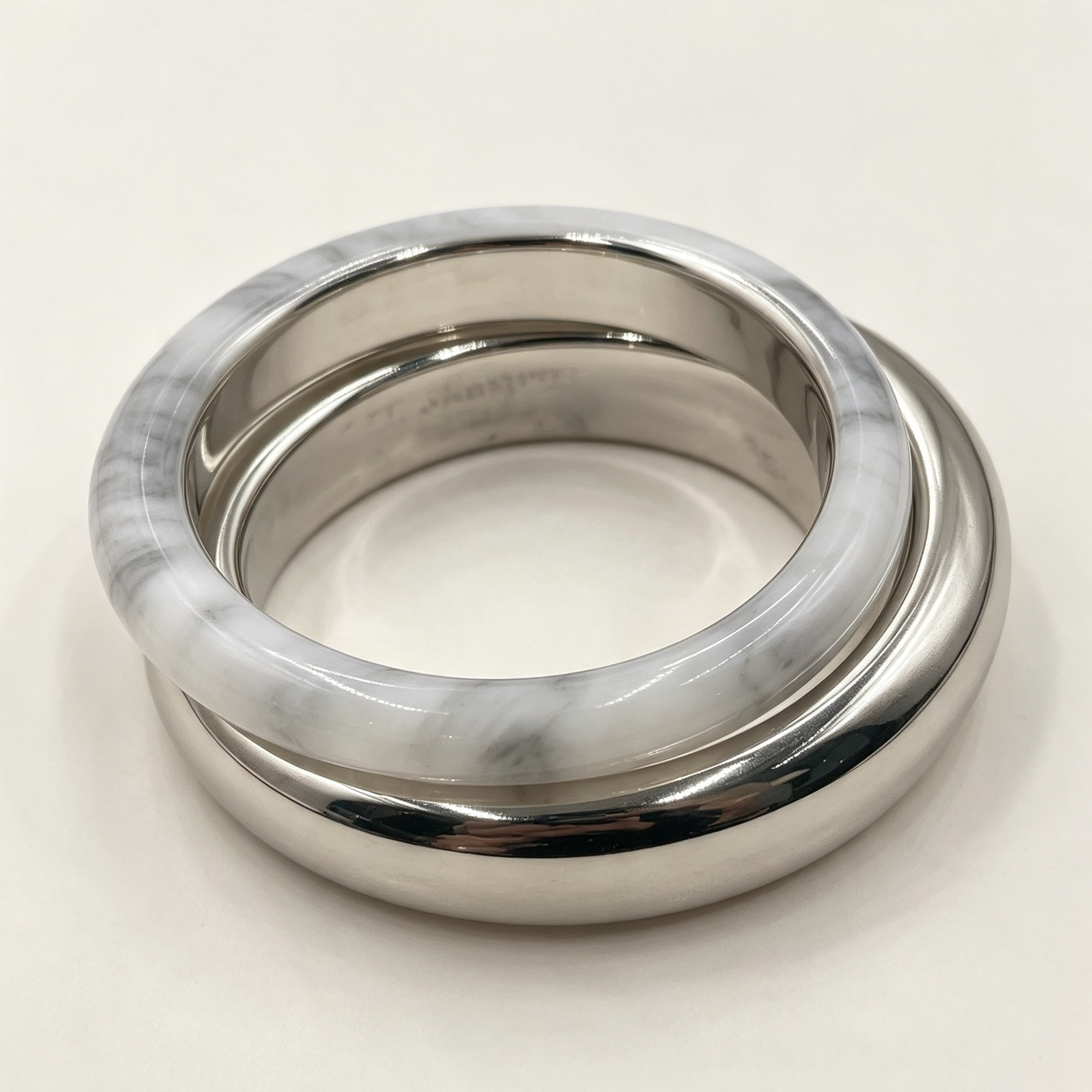 Pulseras combinadas mármol & acero inoxidable, conjunto de 2 unidades, joyería al por mayor|JI JOYA