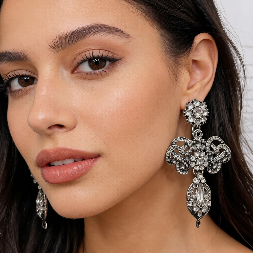 Pendientes de declaración con detalles de cristal | Joyería elegante para ocasiones especiales