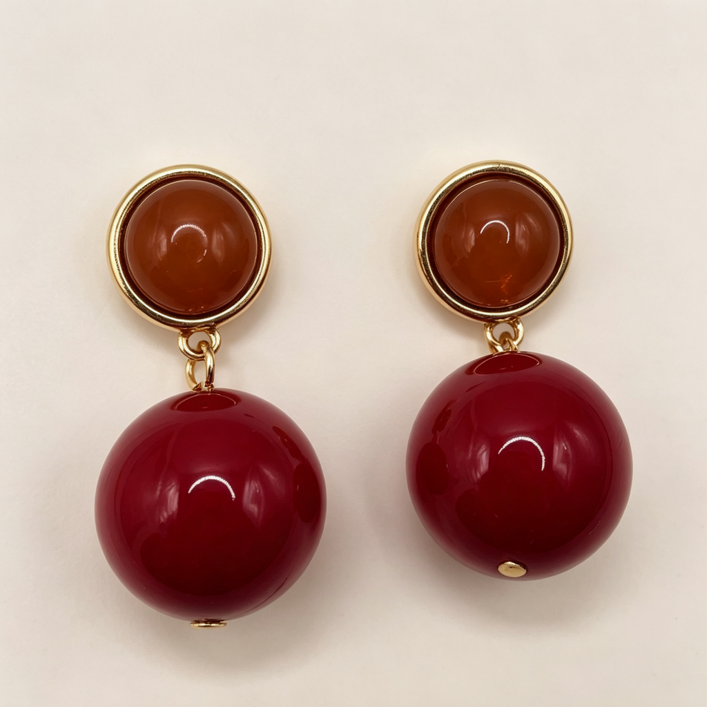 Pendientes B2B Mayorista | Diseño Bicolor Esfera Brillante, 3 Tonos de Color, Joyería Ji Joya