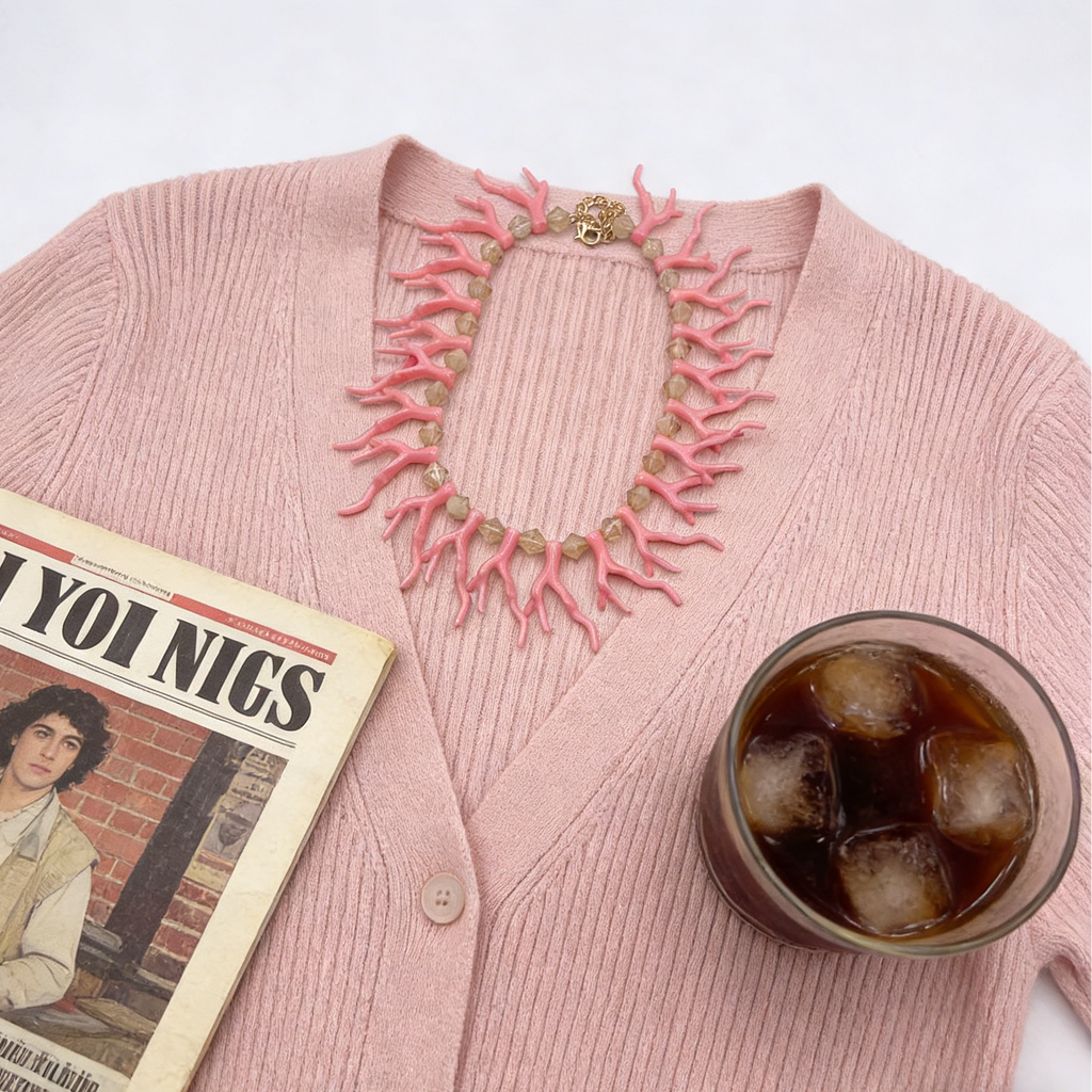 Collar llamativo de rama de coral | Gargantilla para vacaciones de verano en la playa