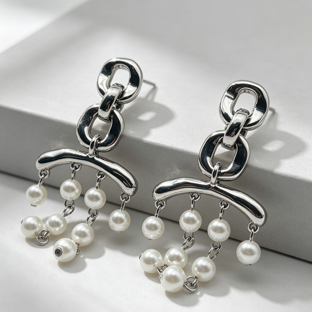 Pendientes de cadena con perlas colgantes, oro/plata, aguja S925, venta al por mayor|JI JOYA