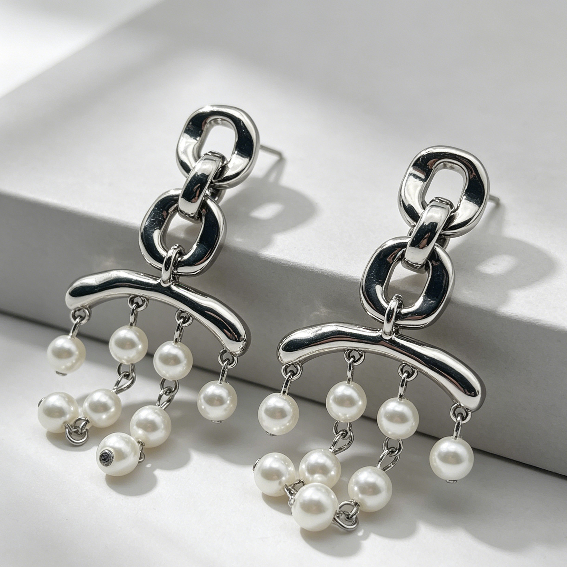 Pendientes de cadena con perlas colgantes, oro/plata, aguja S925, venta al por mayor|JI JOYA
