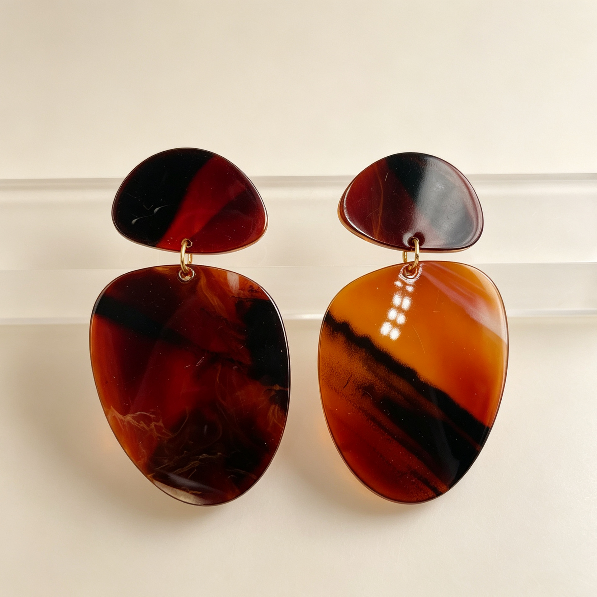 Pendientes Geométricos Acrílicos Efecto Carey Venta al Por Mayor | JI JOYA