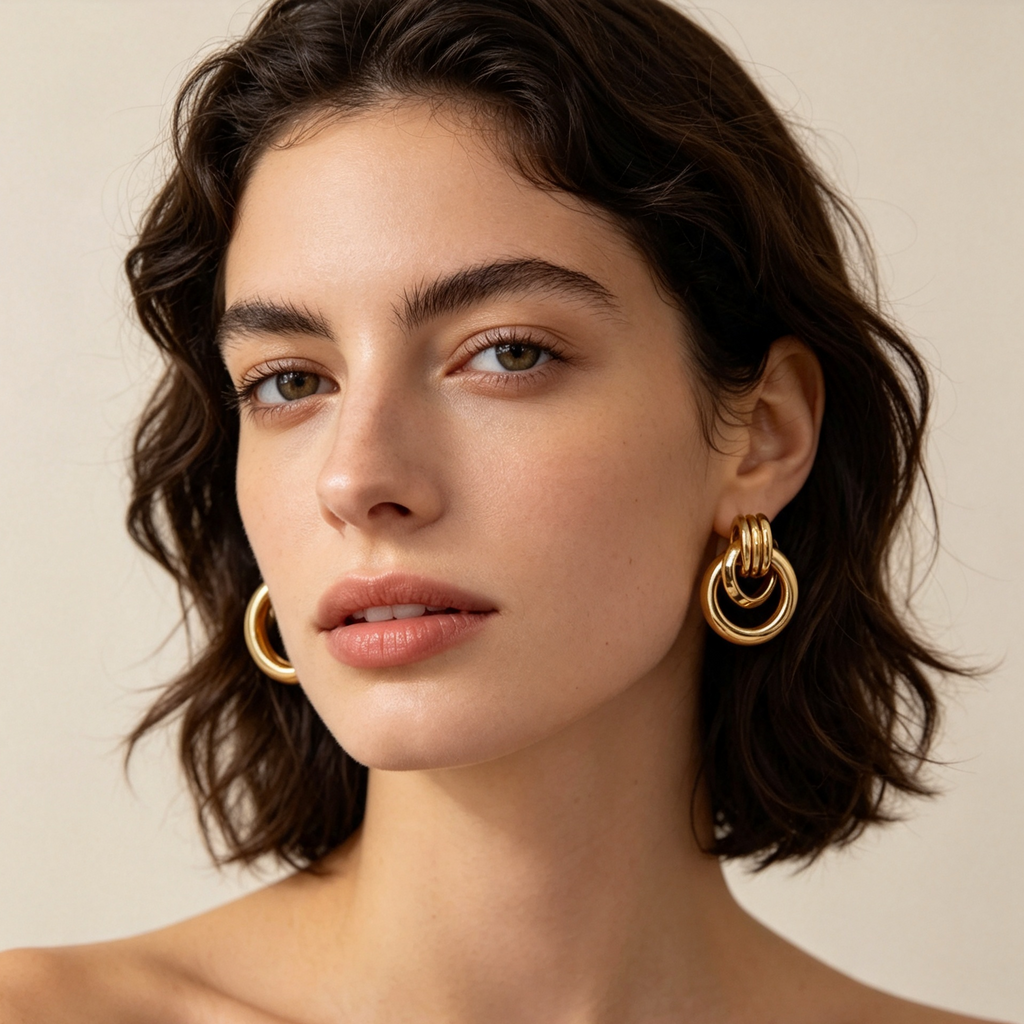 Pendientes Argolas Entrelazadas Metal Dorado & Plata | Mayorista Joyas Moda|JI JOYA