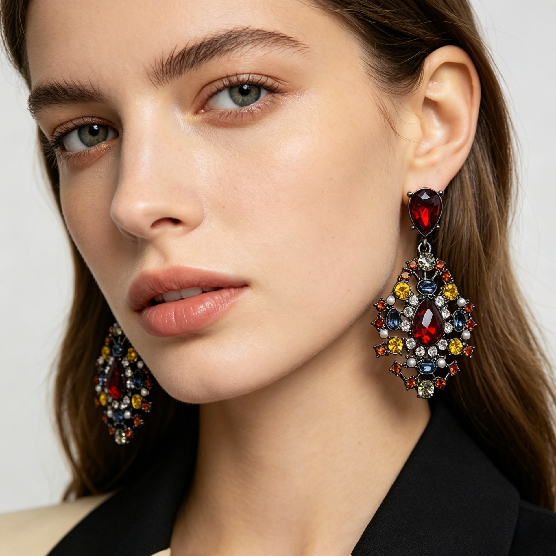 Pendientes Colgantes Vintage con Cristales Multicolor y Perlas, Diseño de Lujo para Mujer, Joyería de Moda al Por Mayor|JI JOYA