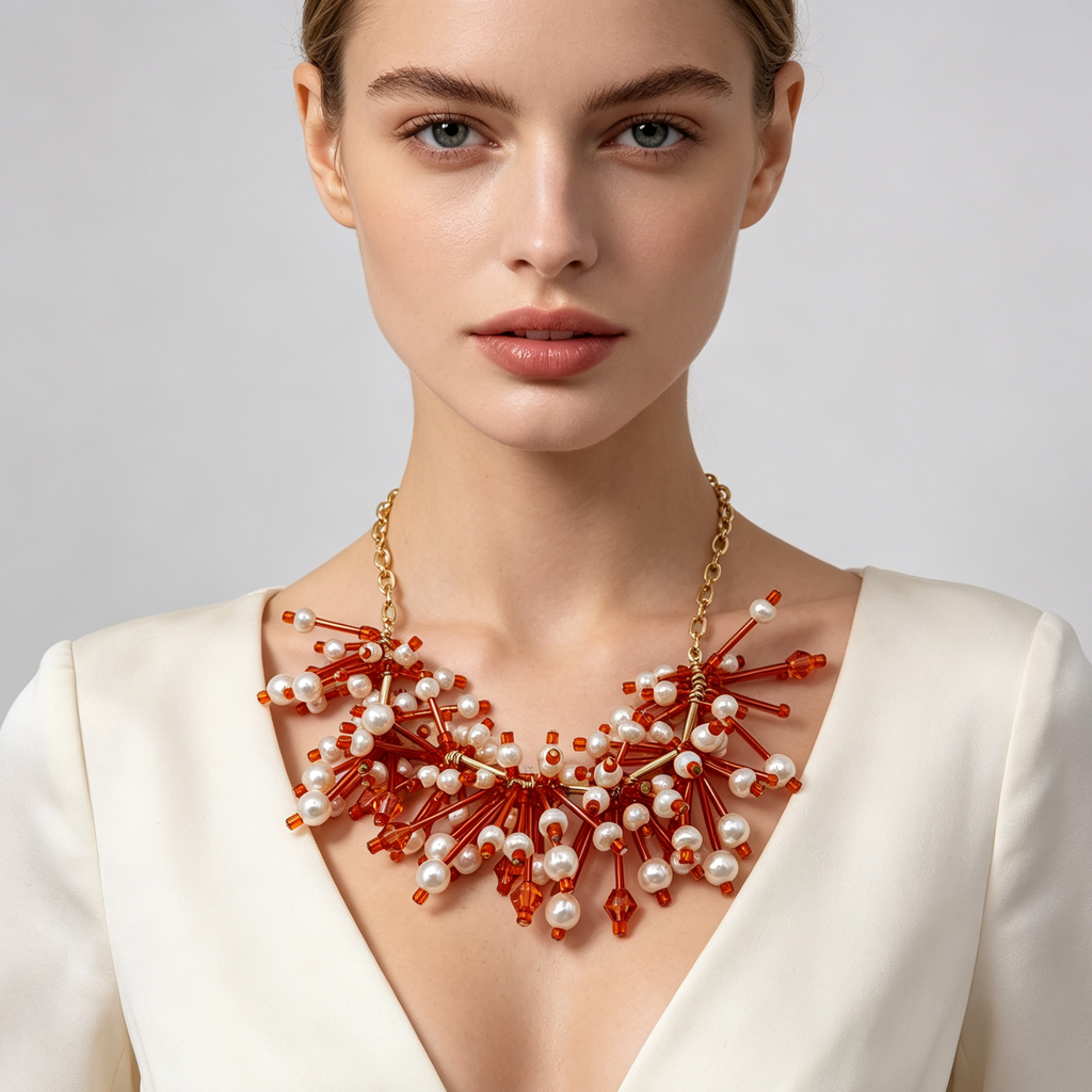 Collar de Gargantilla Estrella con Perlas y Cristales Transparentes - Joyería Minimalista Lujosa|JI JOYA