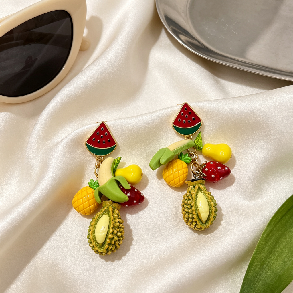 Pendientes Colgantes de Frutas Tropicales, Diseño Artesanal, Joyería de Moda al Por Mayor|JI JOYA
