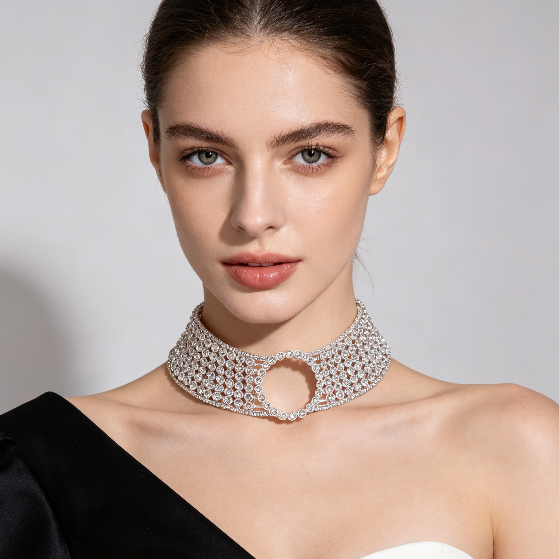Gargantilla Ancha de Cristal Multicapa | Accesorio Fiesta Mayorista, Disponible en Dorado y Plata|JI JOYA