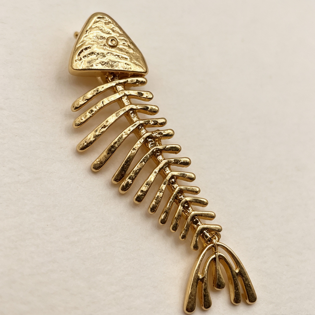 Pendientes Esqueleto de Pez Dorados | Joyería al por mayor JI JOYA