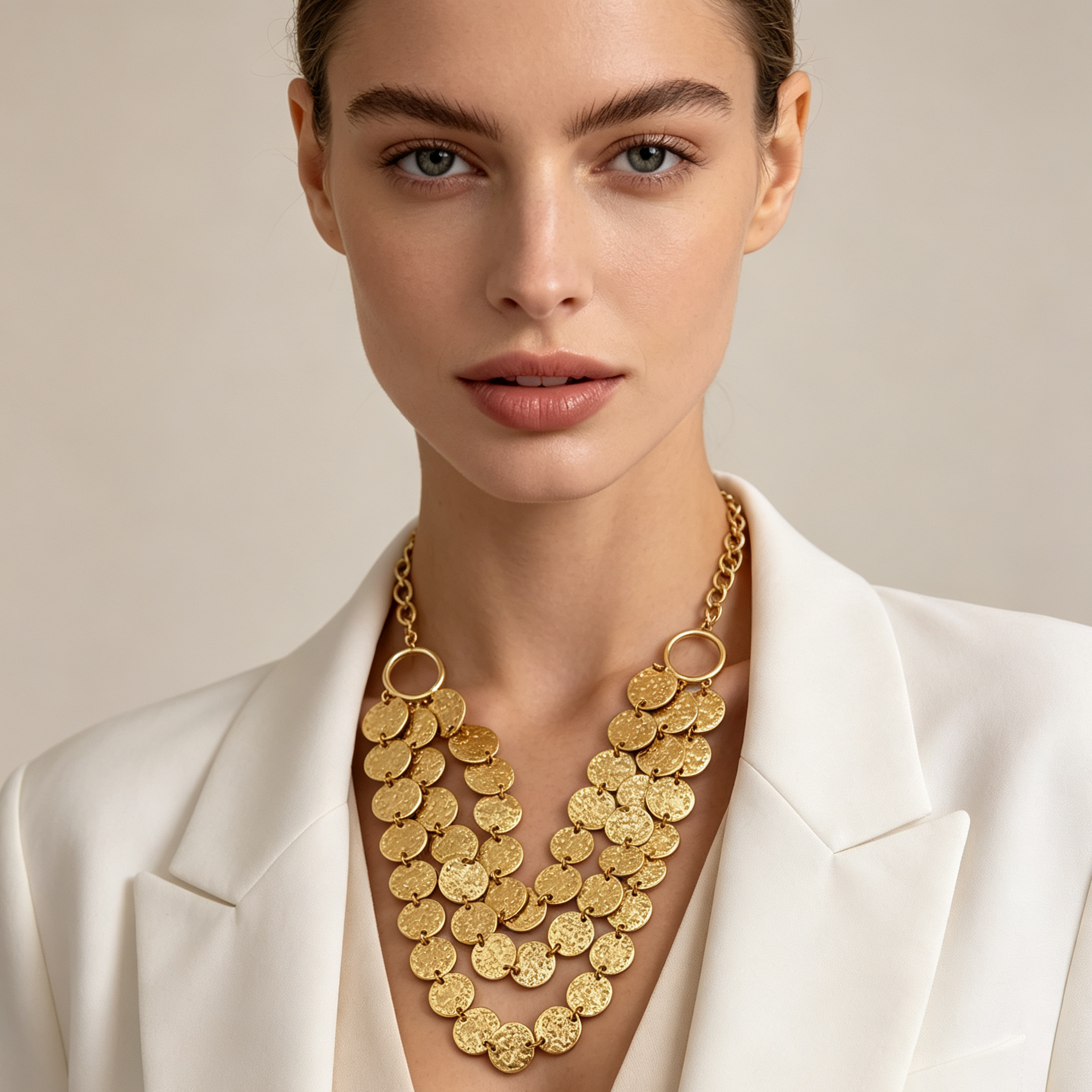 Collar bohemio de varias filas con monedas doradas | Joyas de moda al por mayor para tiendas|JI JOYA