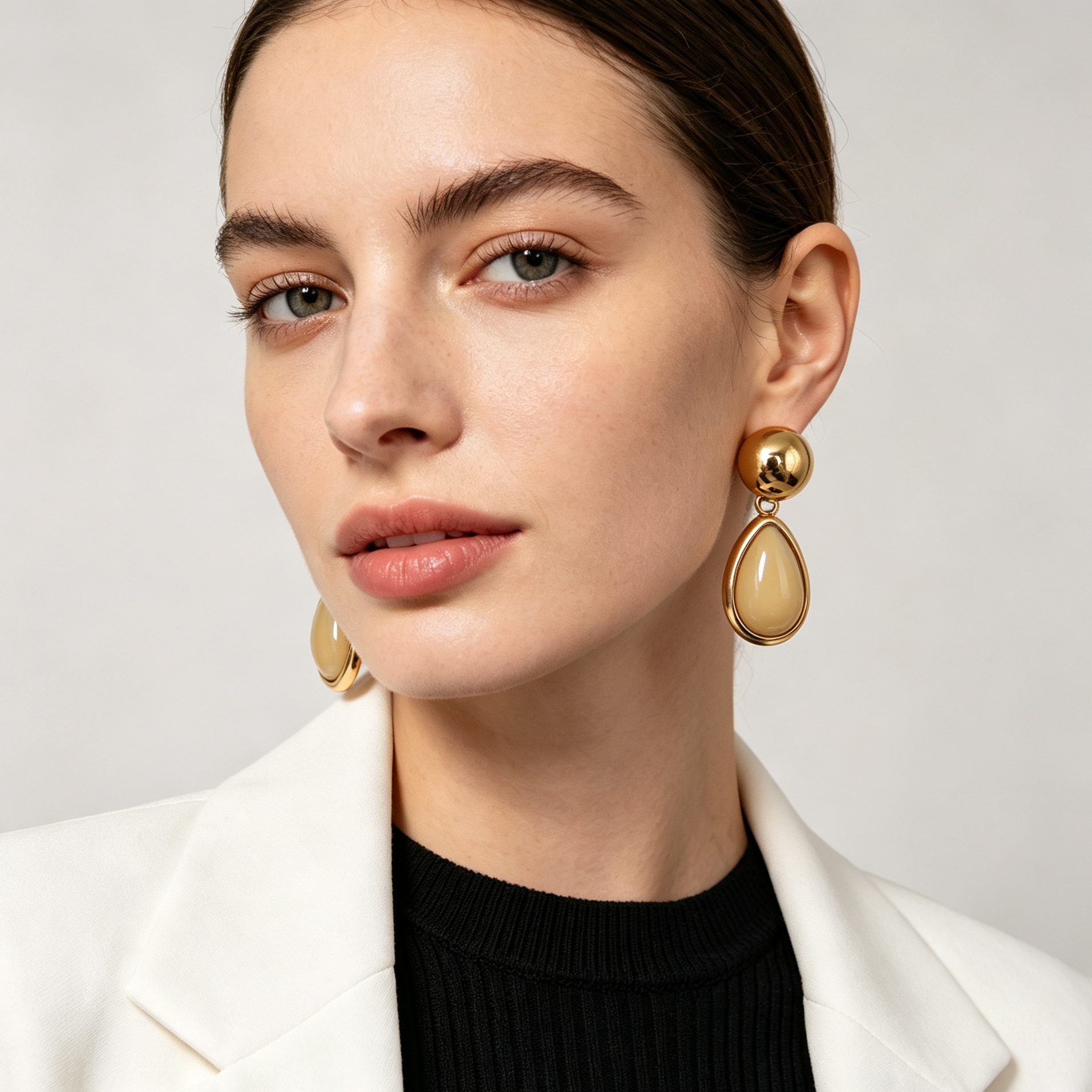 Pendientes gota color caramelo y burdeos, metal dorado elegante, joyería al por mayor para mujer|JI JOYA