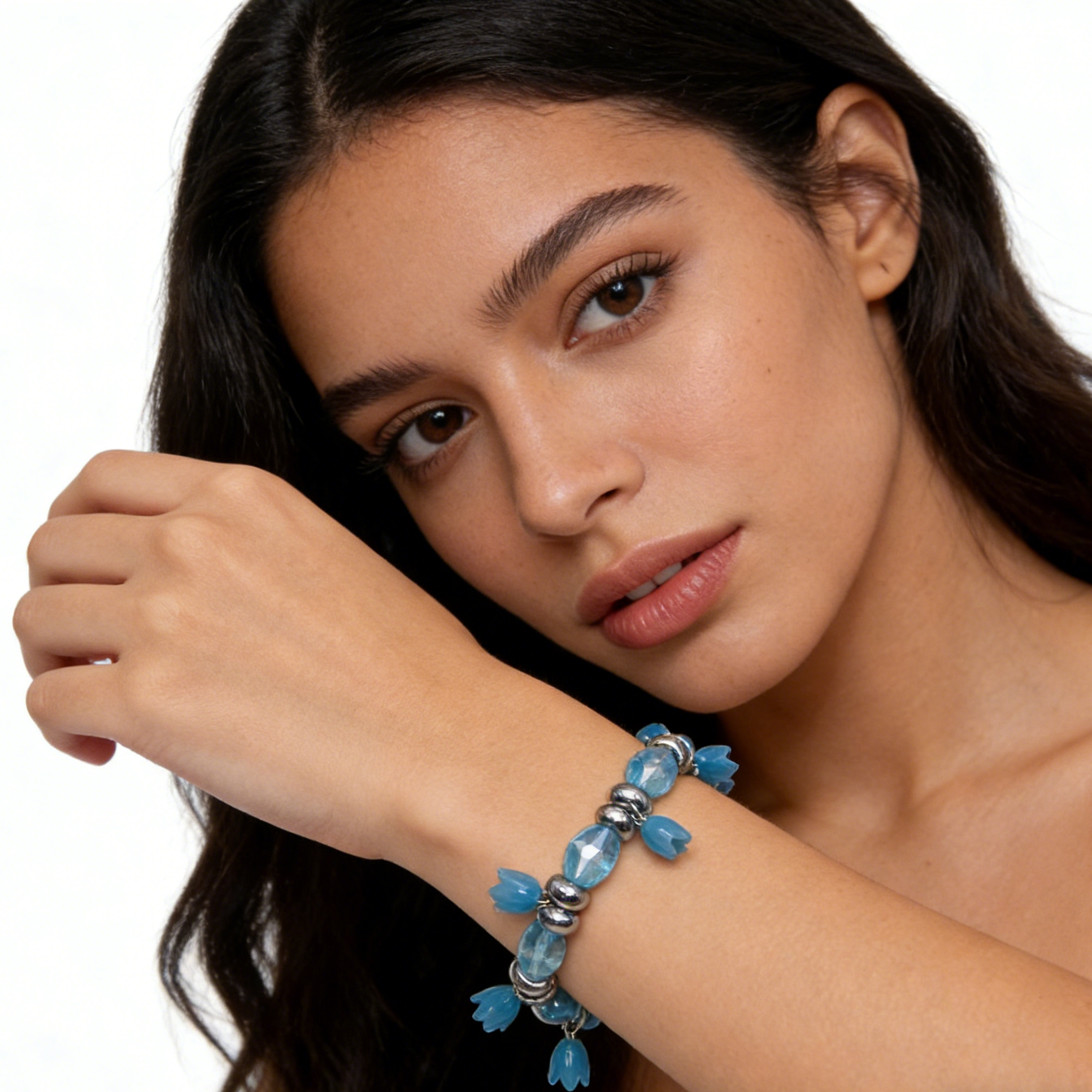 Conjunto de joyas de pétalos de resina de colores: estética Y2K para uso diario