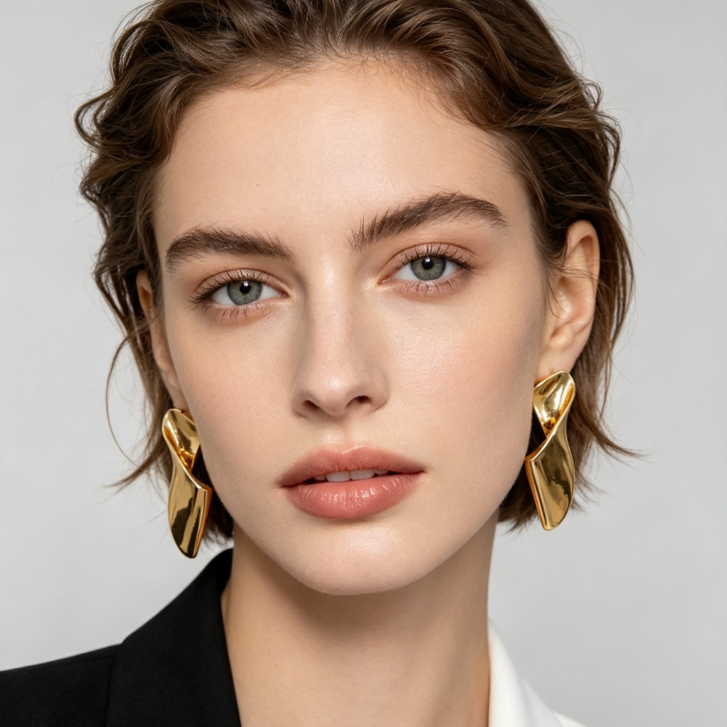 Pendientes Torcidos Metálicos Dorado y Plata | Joyería Mayorista Ji Joya|JI JOYA