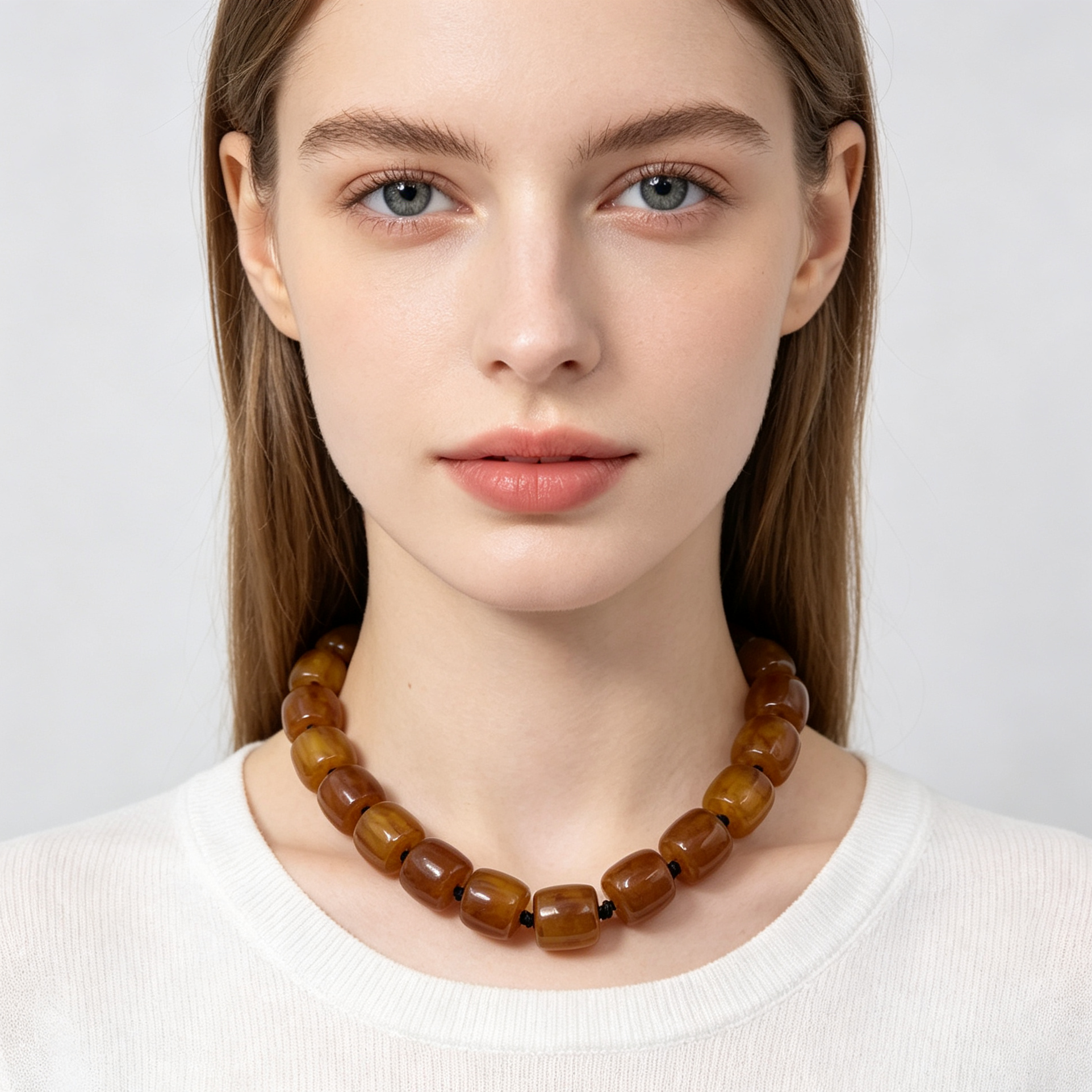 Collar de cuentas cilíndricas texturizadas, collar de resina con cierre dorado, accesorios de moda al por mayor, disponible en 4 colores|JI JOYA