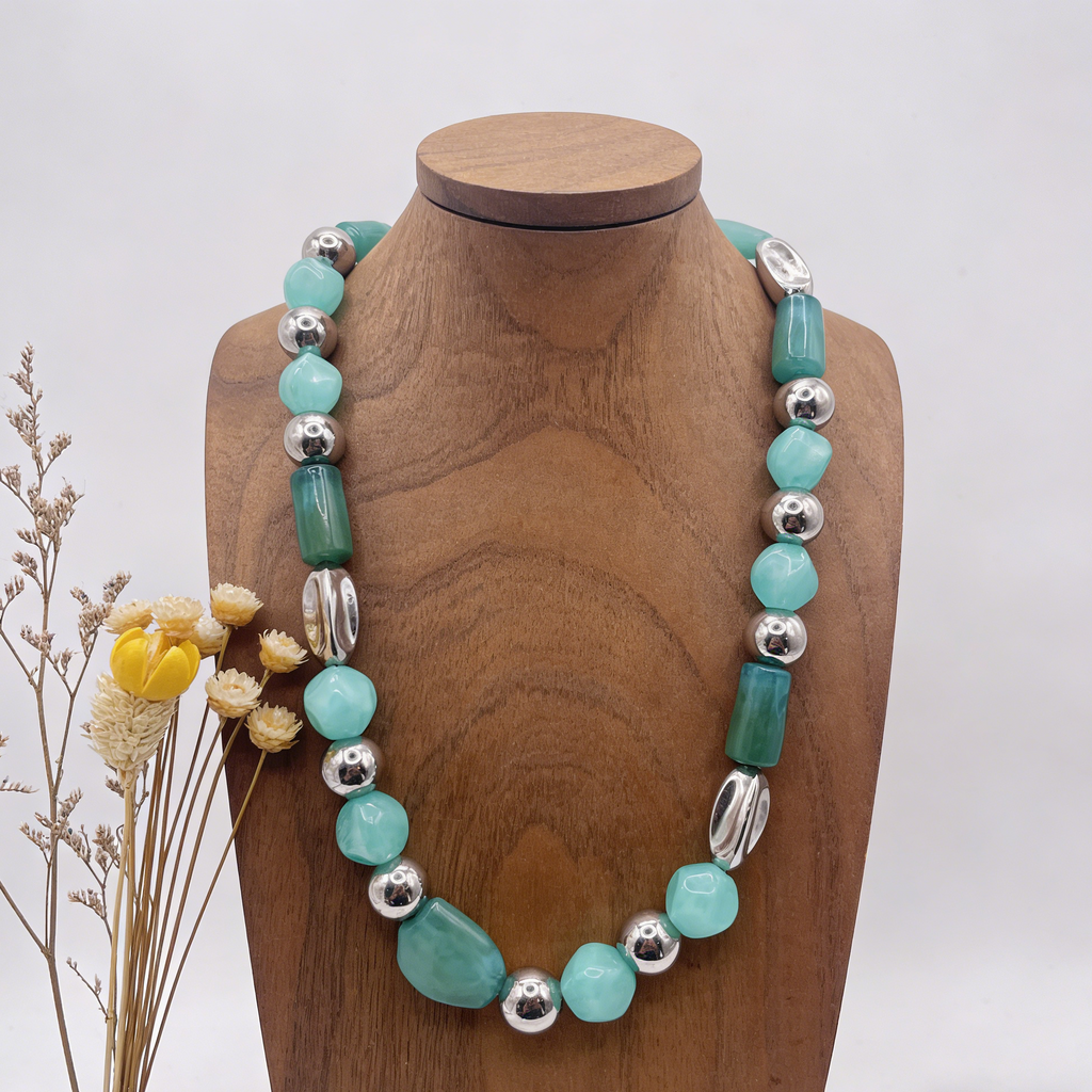 Collar vintage de cuentas en capas | Gargantilla llamativa dorada y crema