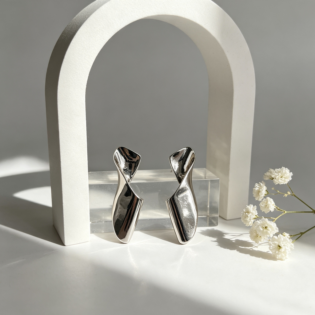 Pendientes Torcidos Metálicos Dorado y Plata | Joyería Mayorista Ji Joya|JI JOYA