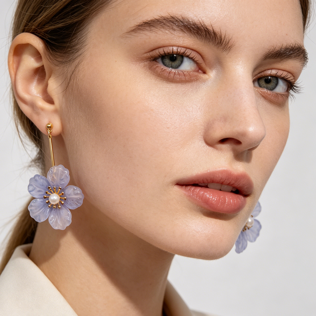 Pendientes Flor Colores Surtidos Mayorista, Pendientes Largos de Resina con Perla Artificial, Joyería Moda Floral al Por Mayor para Tiendas|JI JOYA
