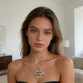 Two-Tone Geometric Pendant Necklace | Gold Silver Interlocking Statement Jewelry for Women