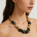 Collar de guijarros de ojo de tigre natural, diseño de nicho, gargantilla de alta gama, estilo vintage, versátil para uso diario.