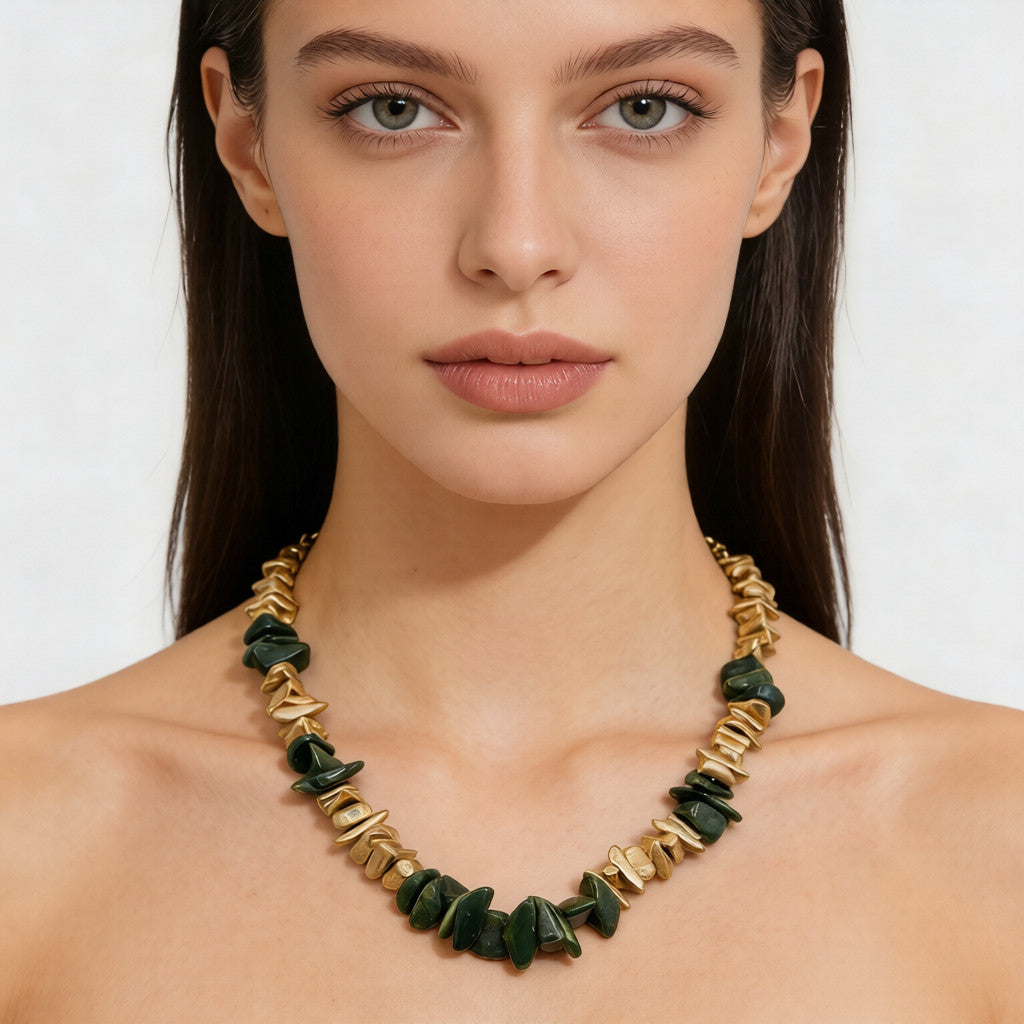 Collar de guijarros de ojo de tigre natural, diseño de nicho, gargantilla de alta gama, estilo vintage, versátil para uso diario.