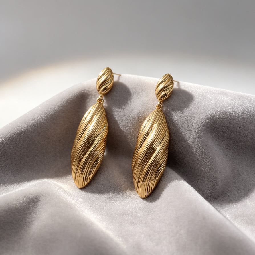 Pendientes Colgantes de Diseño Ondulado en Chapado en Oro/Plata - Mayorista de Accesorios|JI JOYA