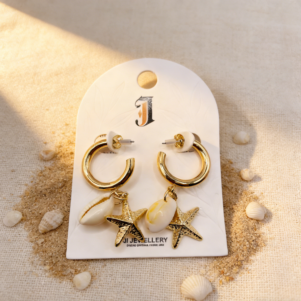 Aros de Concha y Estrella de Mar - Estilo Costero Boho