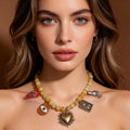 Collar de Diseño Exclusivo JI JOYA, Amuleto de Protección con Piedra Caliza Amarilla, Joyería Artesanal de Lujo para Mujer