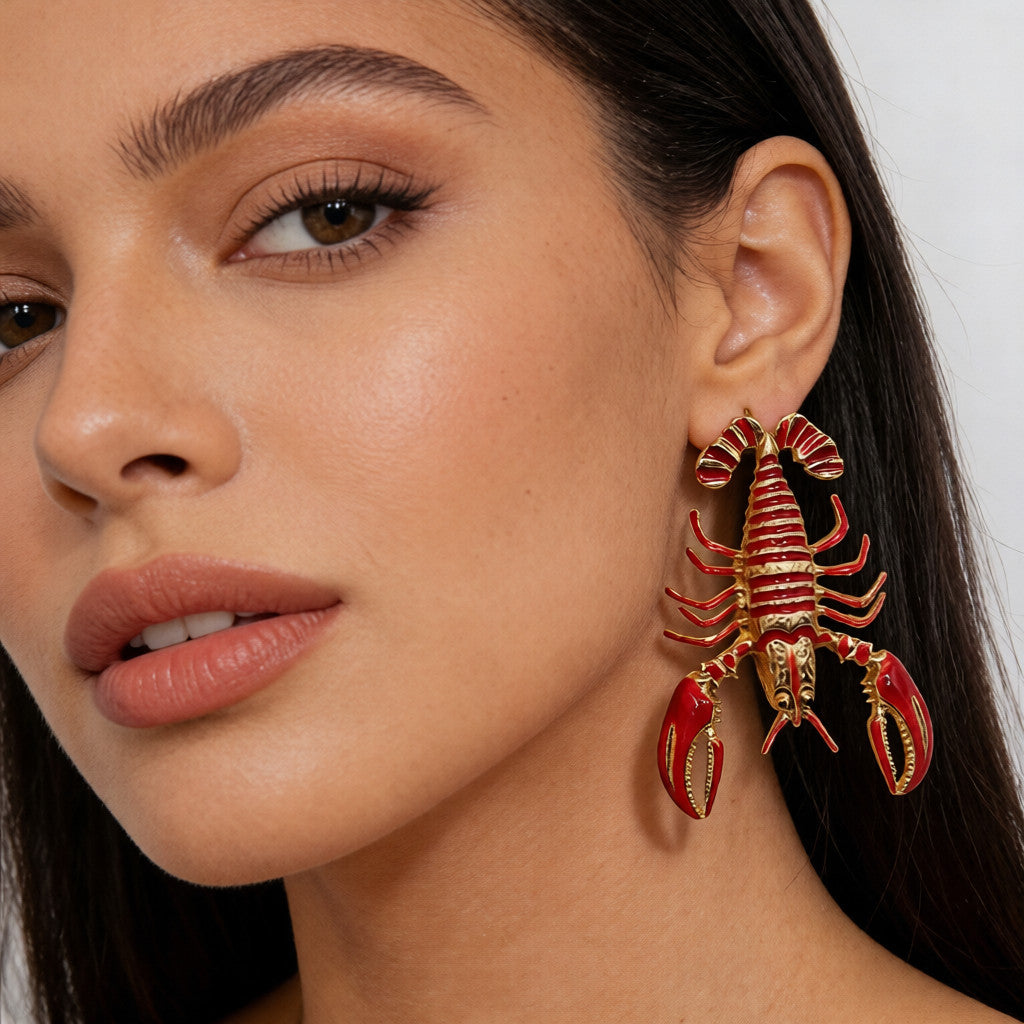 Pendientes Statement de Langosta - Accesorio de Moda Único|JI JEWELLERY