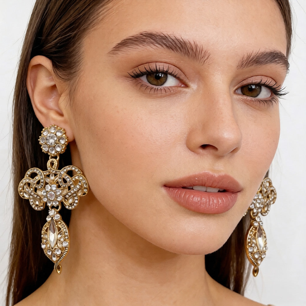 Pendientes de declaración con detalles de cristal | Joyería elegante para ocasiones especiales