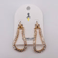 Pendientes Aro Largo Forma Huevo con Piedras Negras/Oro, Pendientes de Cristal Baguette al Por Mayor para Mayoristas y Tiendas de Moda|JI JOYA