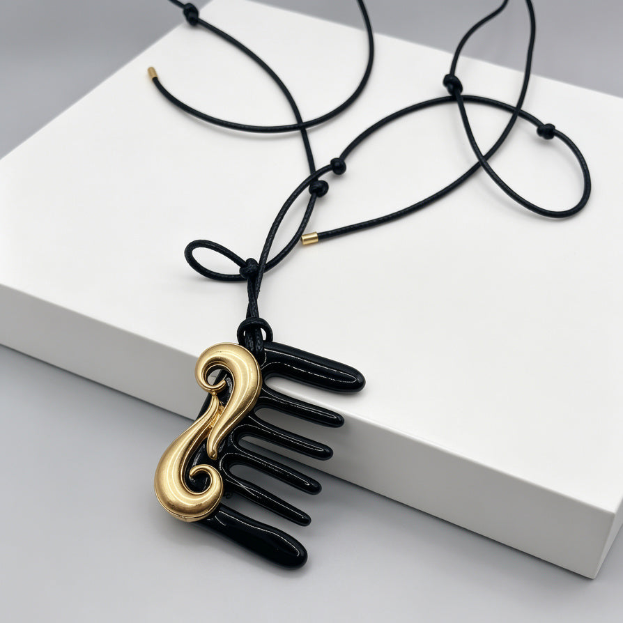 Collar Largo Cuerda Negra Peiteado, Joyería Elegante Minimalista Para Reventa Al Por Mayor|JI JOYA