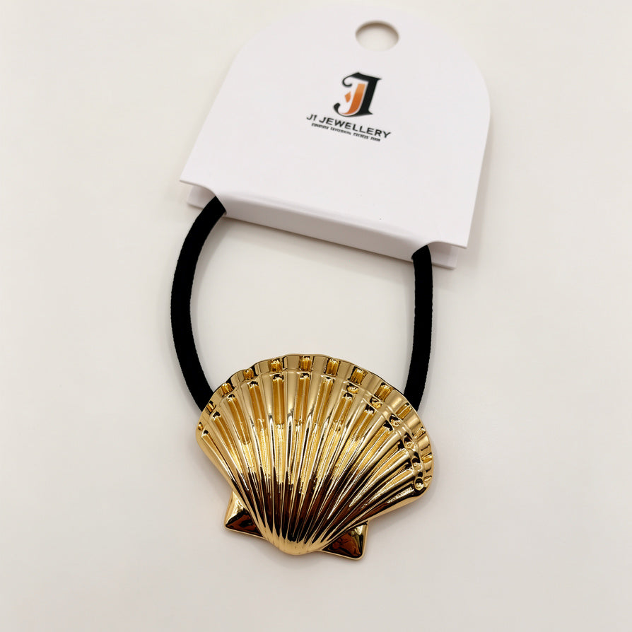 Diadema Elástica Concha Dorada | Accesorio de Pelo de Lujo para Mujer | Mayorista|JI JOYA