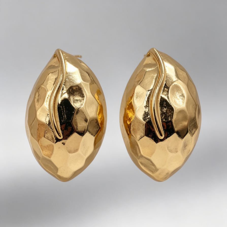 Pendientes Oversize Minimalistas - Diseño de Hoja, Pendientes de Moda Mujer - Dorado/Plateado, Mayorista de Joyería|JI JOYA