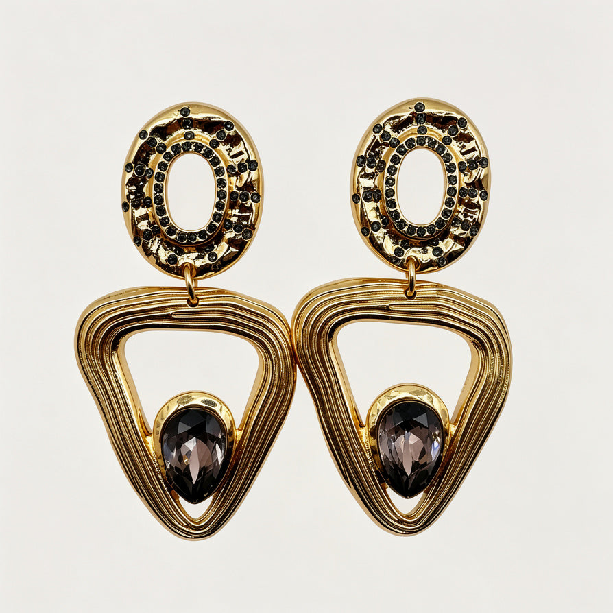 Pendientes Geométricos de Zinc con Piedras de Colores | Lote Mayorista para Mujer | Diseño Elegante y Resistente|JI JOYA