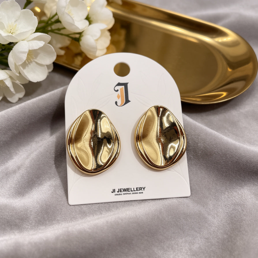 Pendientes de Gota Metálicos Grandes | Dorado y Plata | Venta al Por Mayor para Revendedores|JI JOYA