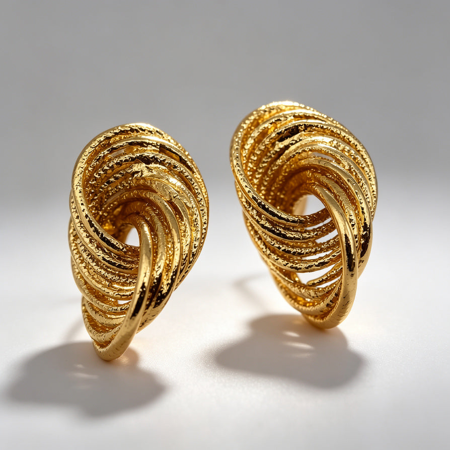 Pendientes Texturizados Enrollados - Estilo Minimalista para Mujeres | Venta al Por Mayor|JI JOYA