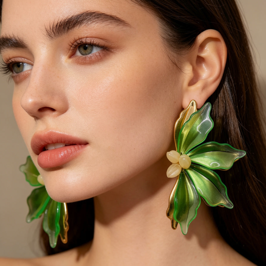 Pendientes de Flor de Lujo al Por Mayor - 2 Colores Disponibles, Joyería de Moda para Mayoristas|JI JOYA