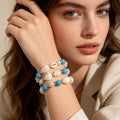 Pulsera de Cuentas de Concha y Turquesa - Venta al Por Mayor | Joyería de Moda Boho para Mujer| JI JOYA