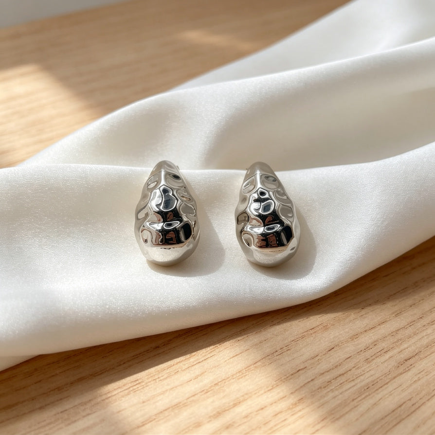 Aretes de Gota Texturizados al Por Mayor | dorada/plateado, Diseño Minimalista de Lujo|JI JOYA