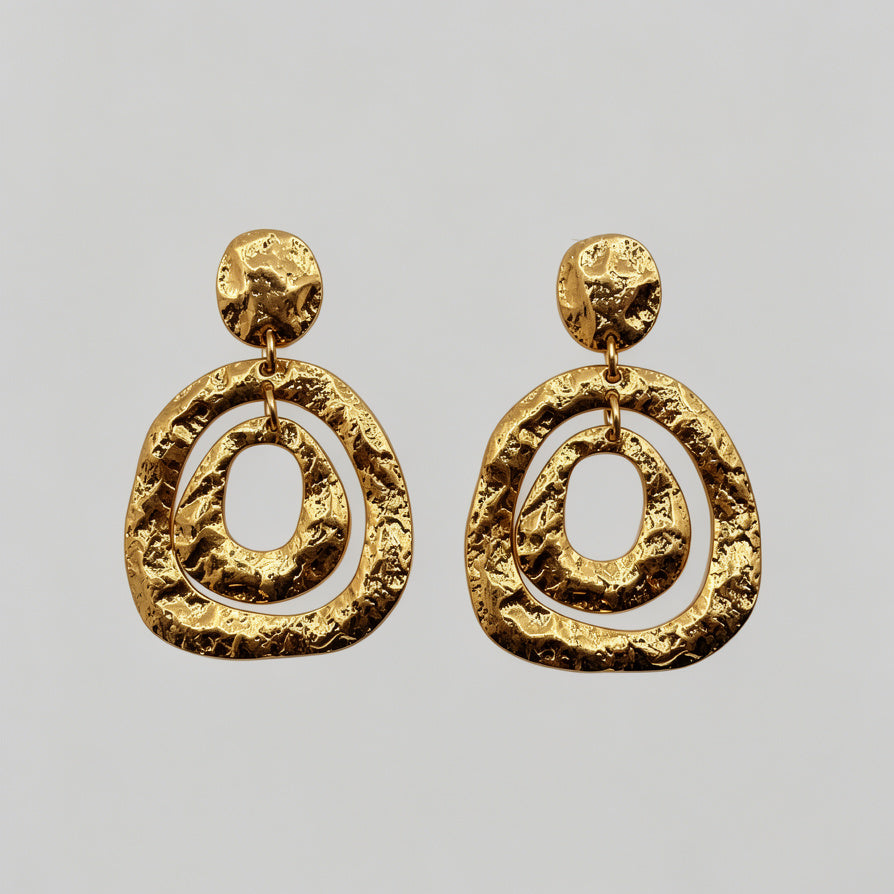 Pendientes Oversize de Oro con Diseño Orgánico - Lote al Por Mayor para Tiendas de Moda|JI JOYA