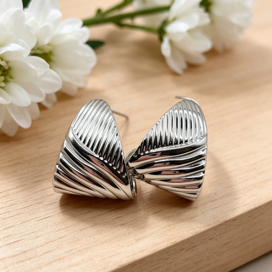 Arete Texturizado Minimalista en Oro/Plata | Bisutería Mayorista B2B|JI JOYA