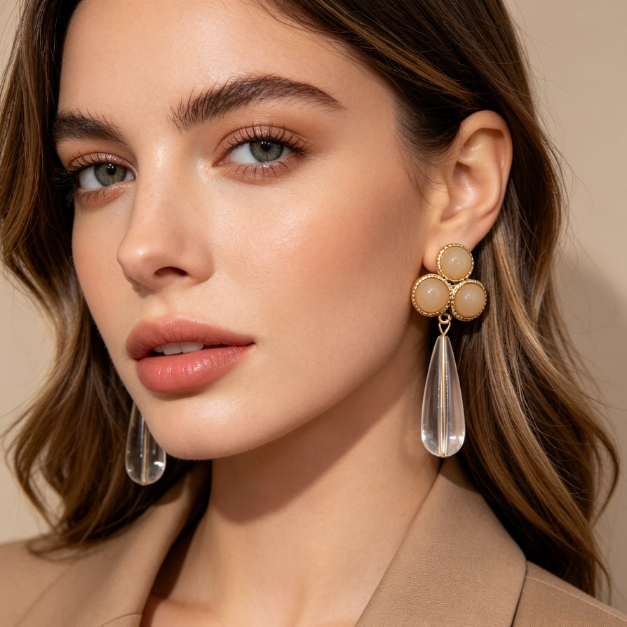 Pendientes Colgantes de Diseño Floral con Piedras Coloridas - Joyería Mayorista para Mujeres|JI JOYA