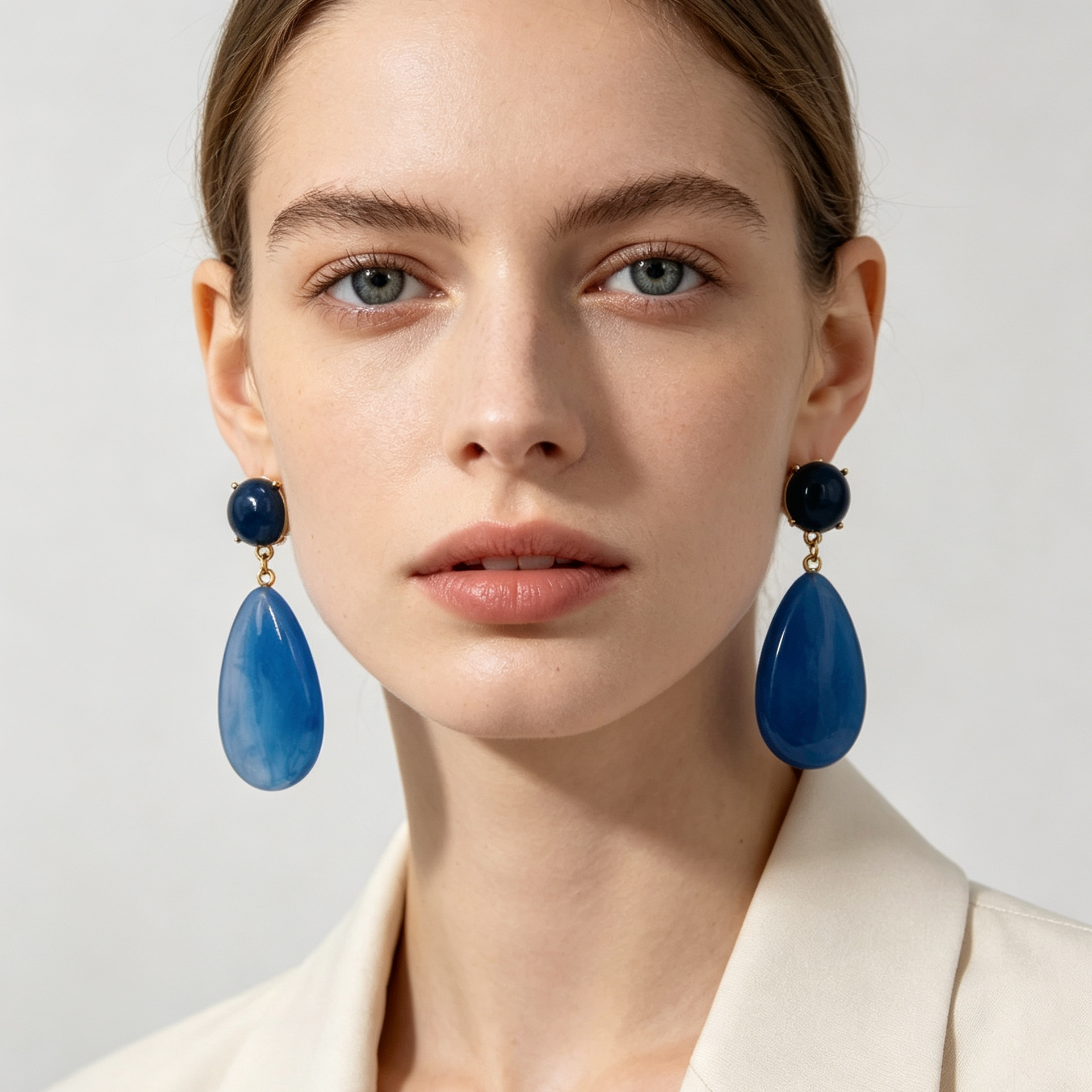 Pendientes gota resina bicolor, pendientes colgantes elegantes al por mayor para mujer|JI JOYA