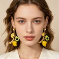 Pendientes colgantes frutas tropicales, diseño mango plátano aguacate limón, joyería de moda al por mayor|JI JOYA