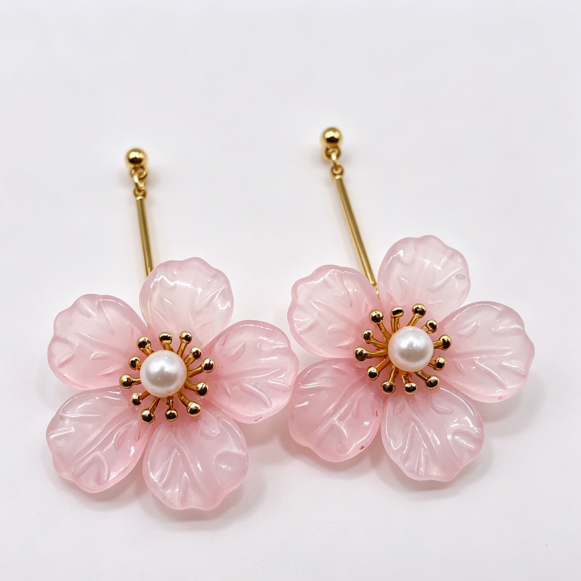 Pendientes Flor Colores Surtidos Mayorista, Pendientes Largos de Resina con Perla Artificial, Joyería Moda Floral al Por Mayor para Tiendas|JI JOYA