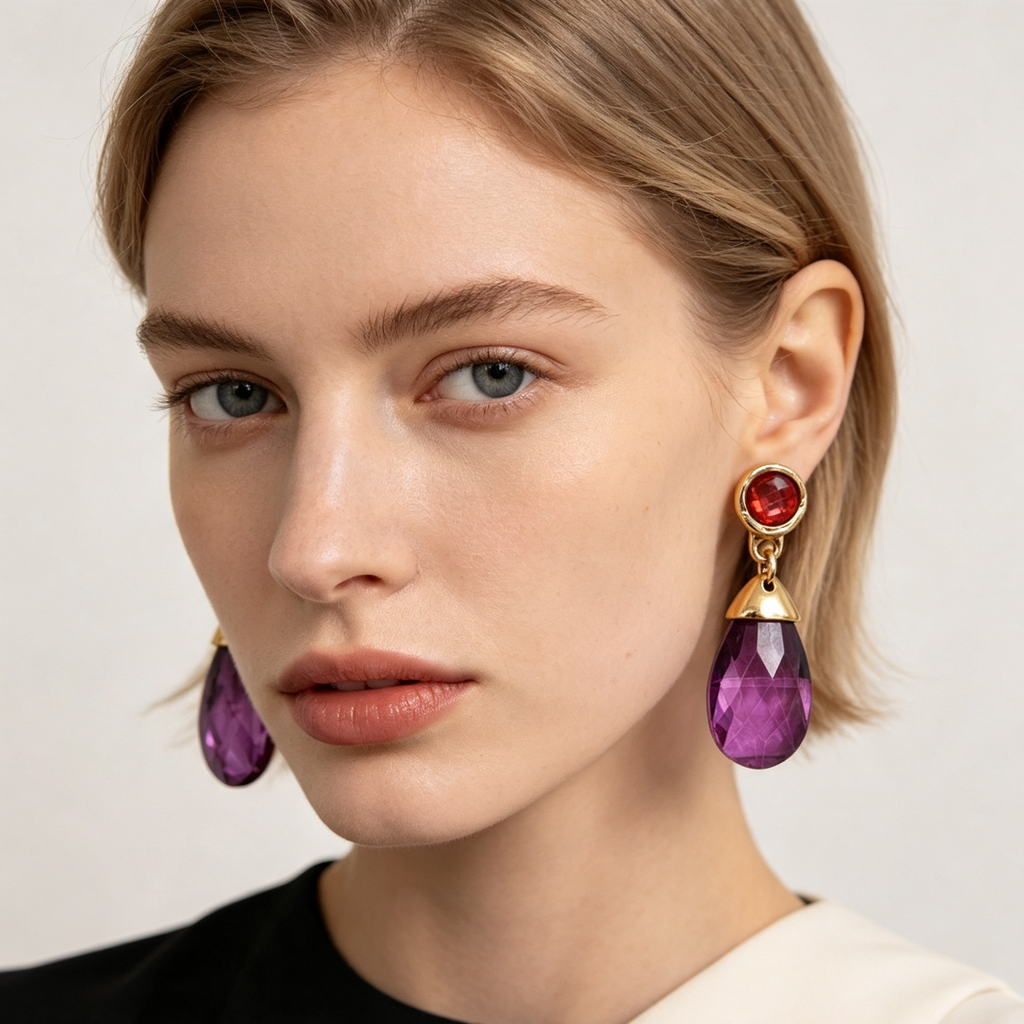 Pendientes colgantes con piedra facetada | Lote para tiendas y distribuidores|JI JOYA