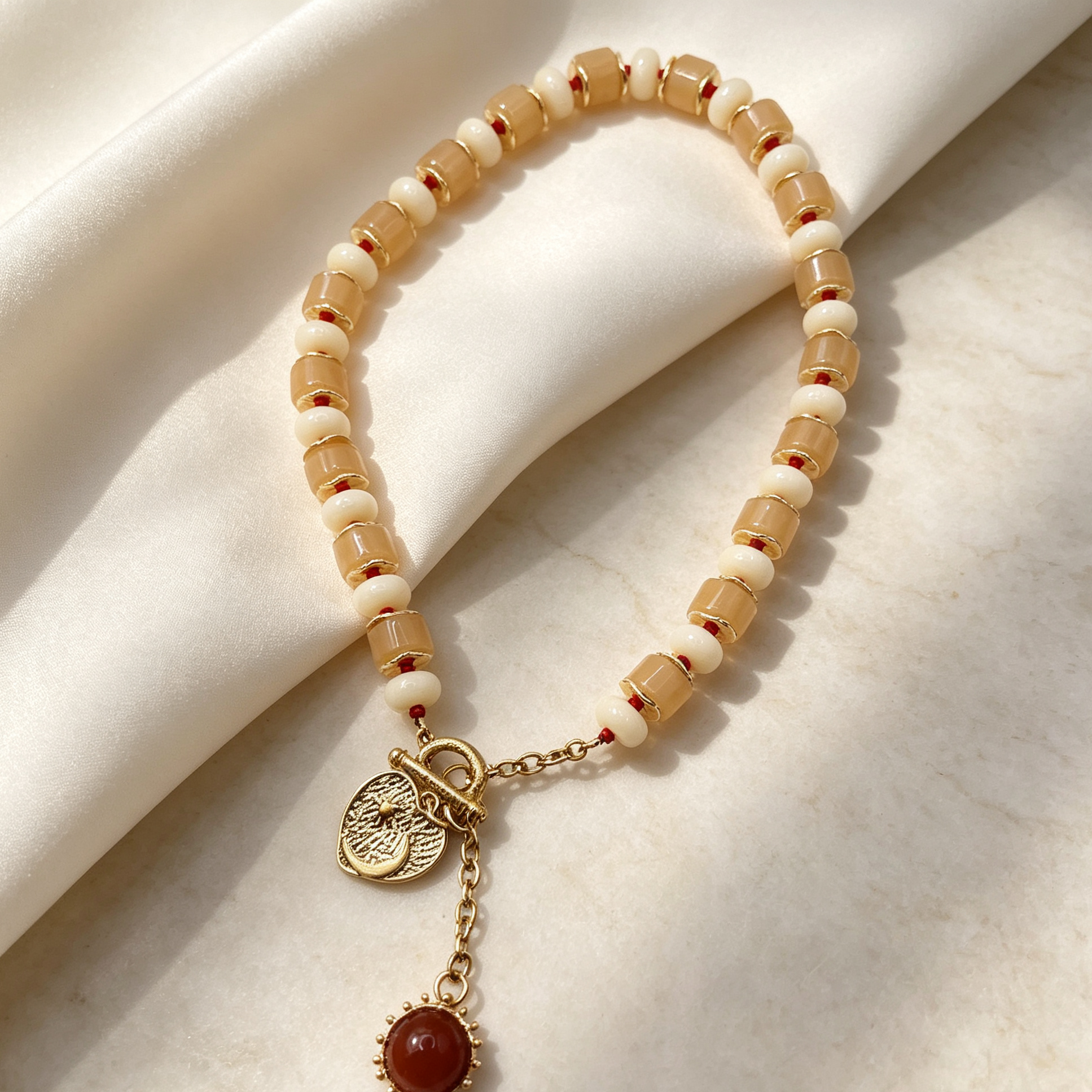 Collar de cuentas vintage con dije corazón, accesorios de moda al por mayor para mujer|JI JOYA