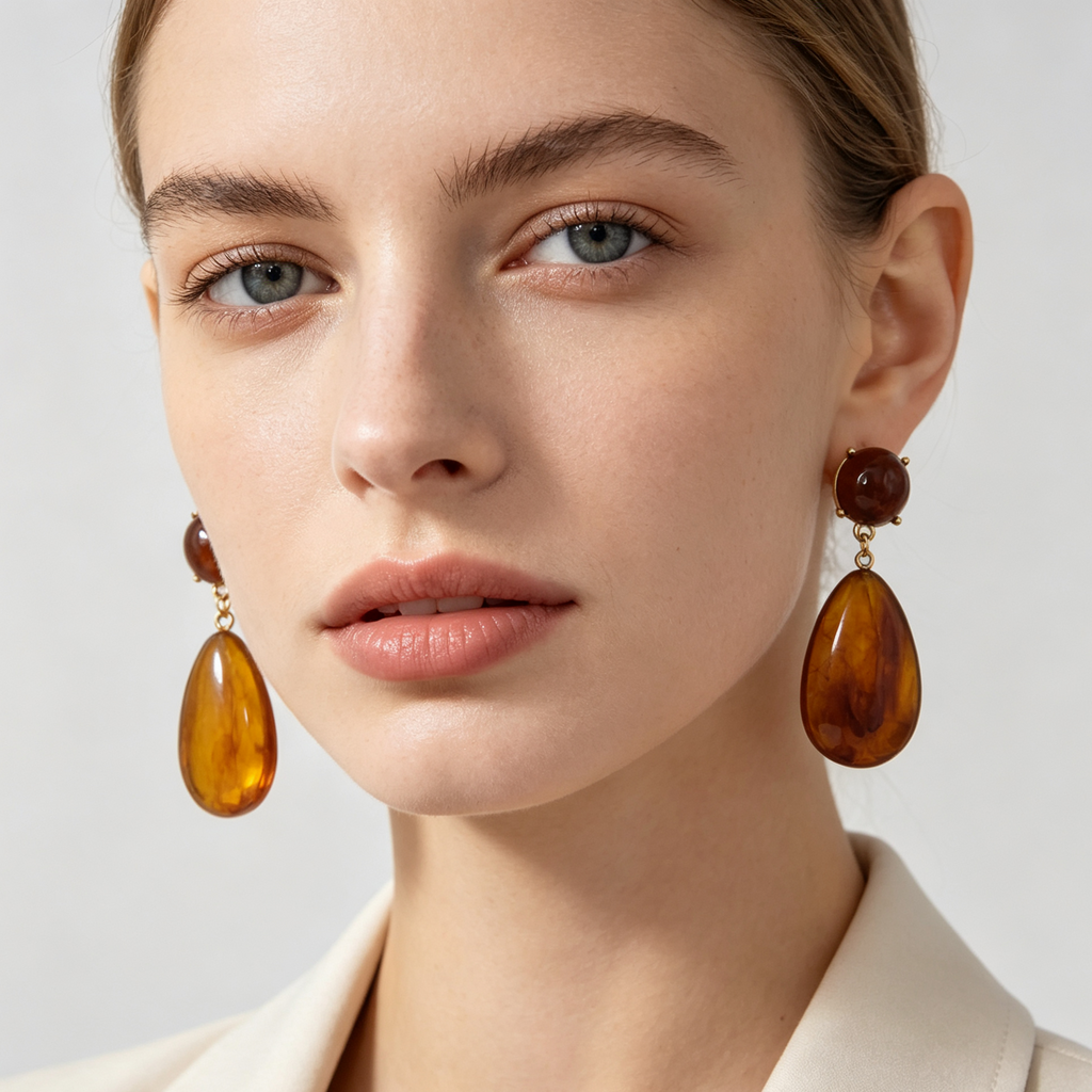 Pendientes gota resina bicolor, pendientes colgantes elegantes al por mayor para mujer|JI JOYA
