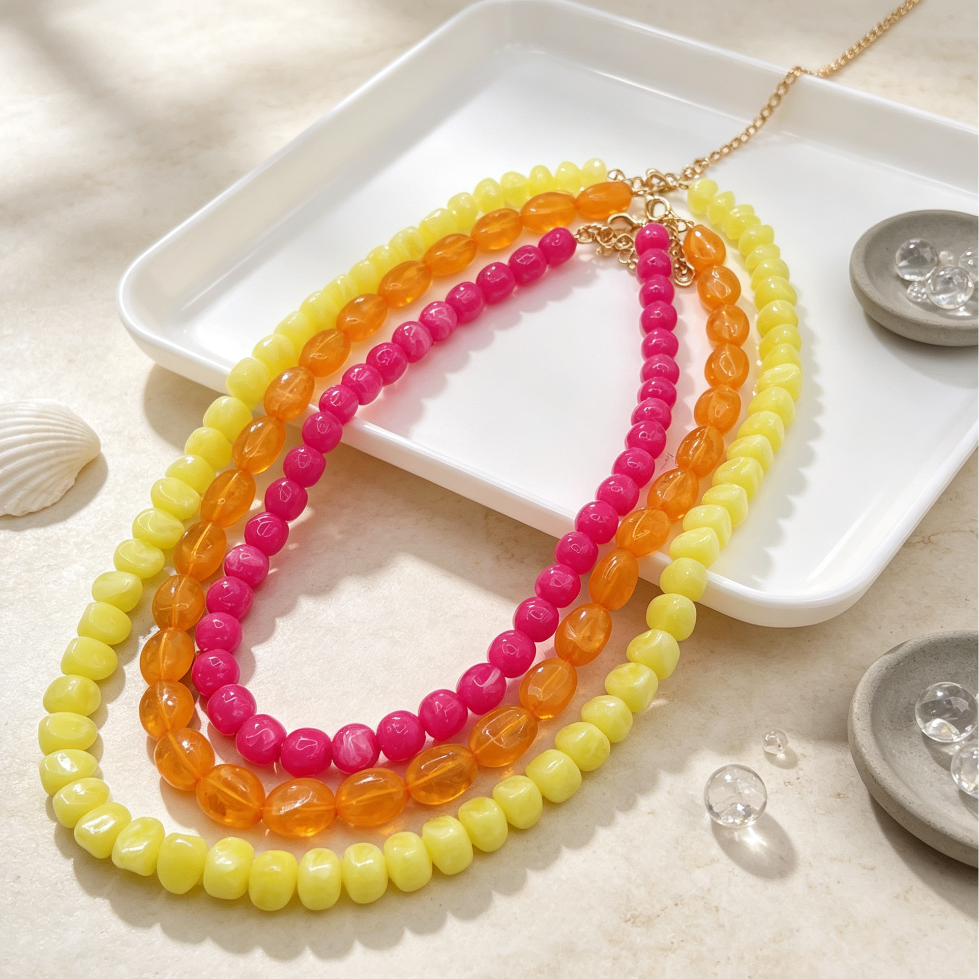 Collar Triple Capas de Cuentas Coloridas Mayorista | Joyería de Moda Verano|JI JOYA